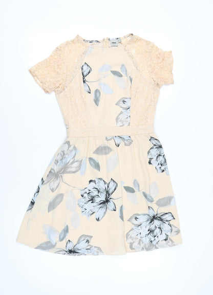 ASOS Women’s Beige Floral Lace Fit & Flare Dress UK 10