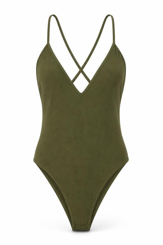 Mistress Rocks Women Green M Bodysuit One-Piece Sleeveless V-Neck