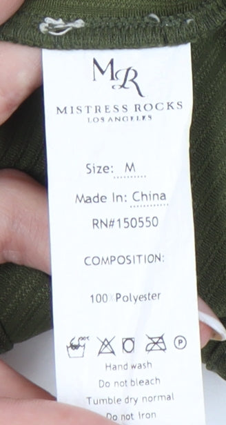 Mistress Rocks Women Green M Bodysuit One-Piece Sleeveless V-Neck