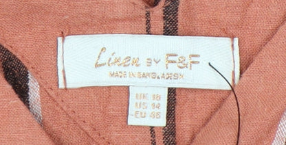 F&F Women’s Orange Striped Linen Blend Playsuit Size 18
