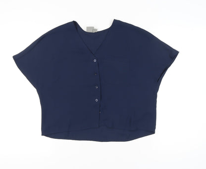 Womens UK Size 4 ASOS Blue Cropped Blouse