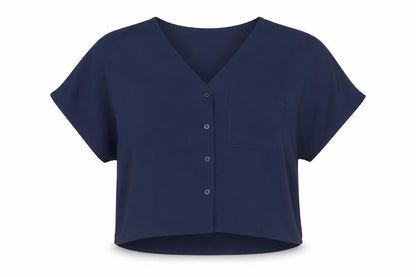 Womens UK Size 4 ASOS Blue Cropped Blouse