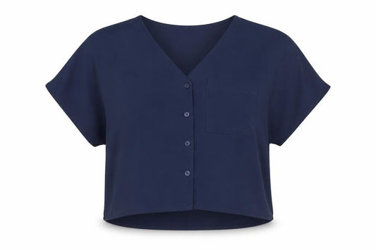 Womens UK Size 4 ASOS Blue Cropped Blouse