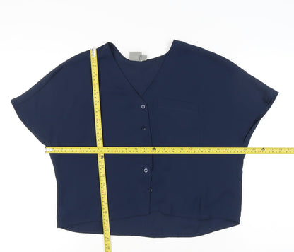 Womens UK Size 4 ASOS Blue Cropped Blouse