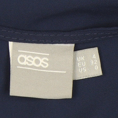 Womens UK Size 4 ASOS Blue Cropped Blouse