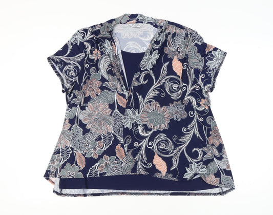 Womens UK Size 18 Classic Blue Tunic Blouse