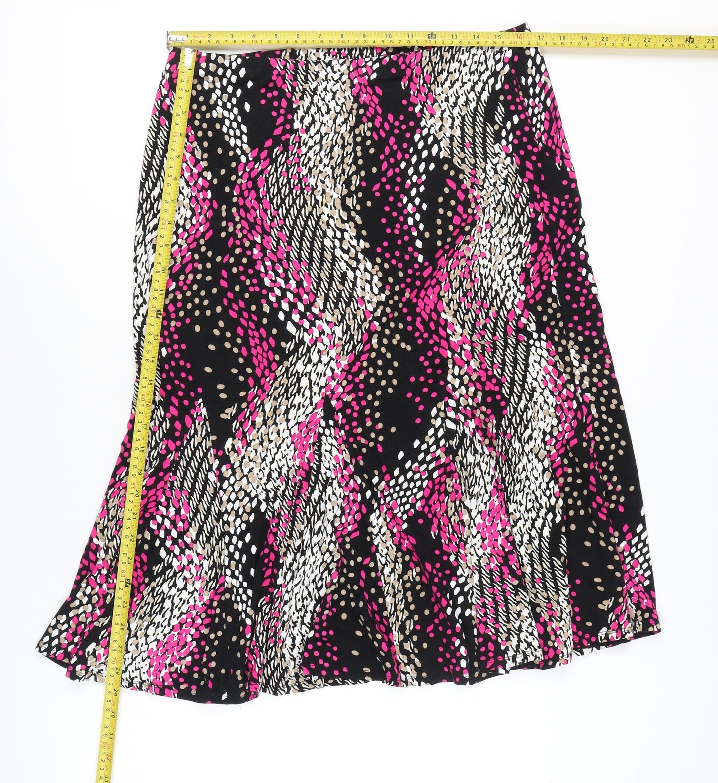 CC Petite Womens Black Pink Geometric Flare Skirt L