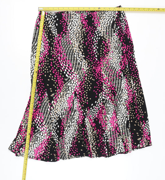 CC Petite Womens Black Pink Geometric Flare Skirt L