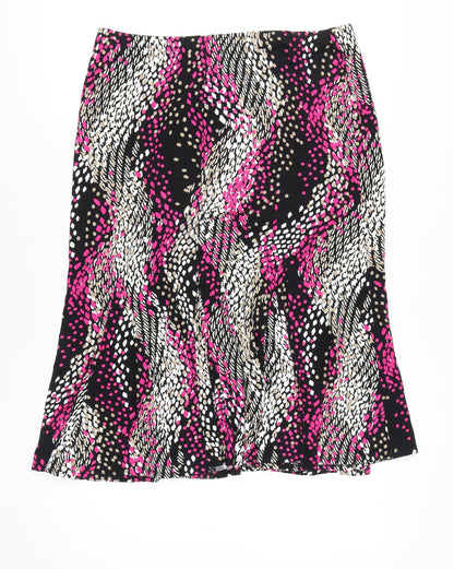 CC Petite Womens Black Pink Geometric Flare Skirt L