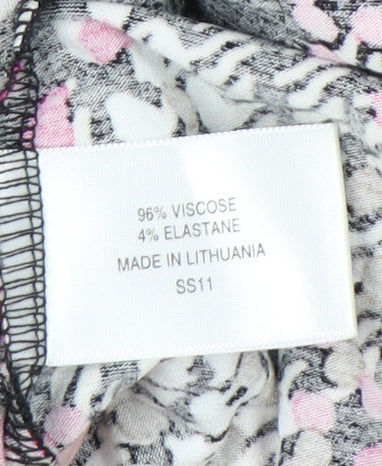 CC Petite Womens Black Pink Geometric Flare Skirt L