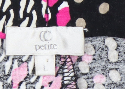 CC Petite Womens Black Pink Geometric Flare Skirt L