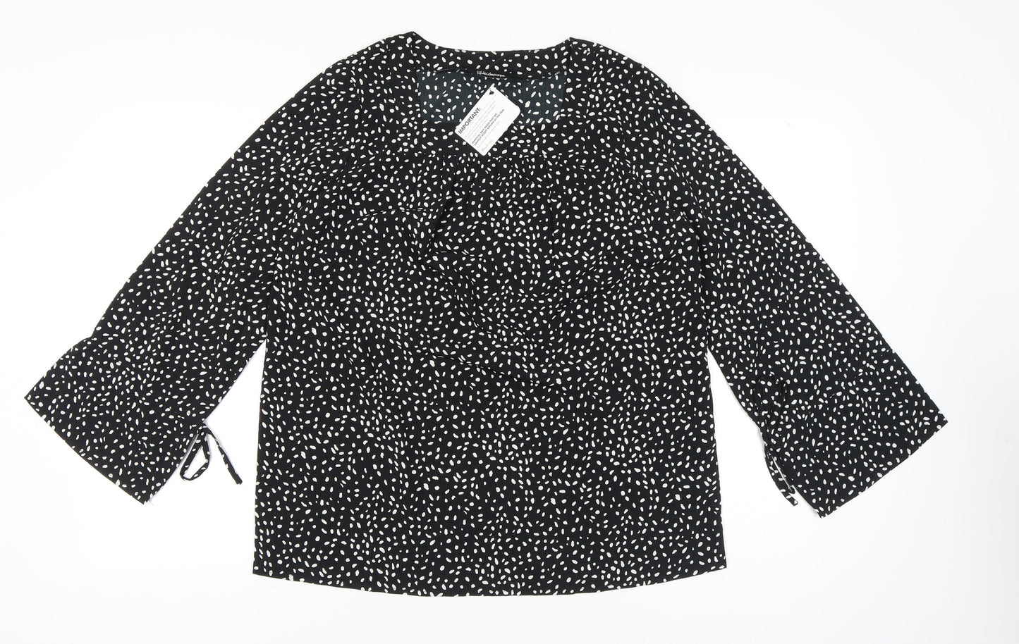 Womens UK Size 12 Kaleidoscope Black Tunic Blouse