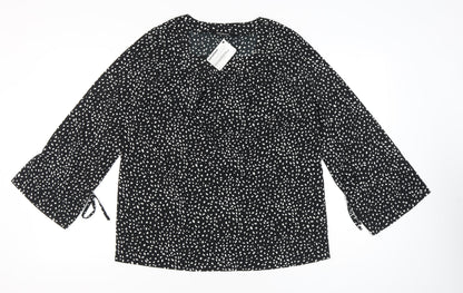 Womens UK Size 12 Kaleidoscope Black Tunic Blouse