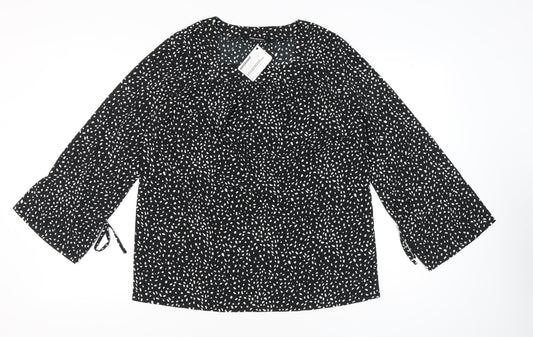 Womens UK Size 12 Kaleidoscope Black Tunic Blouse