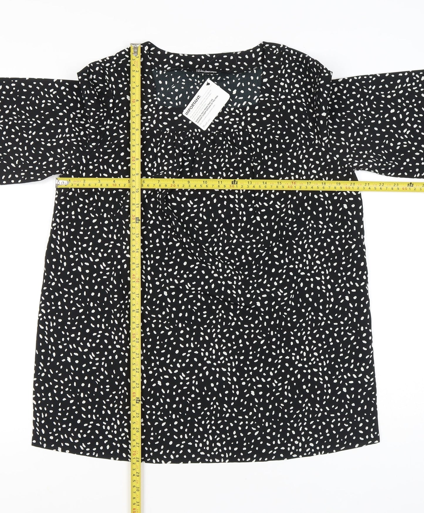 Womens UK Size 12 Kaleidoscope Black Tunic Blouse