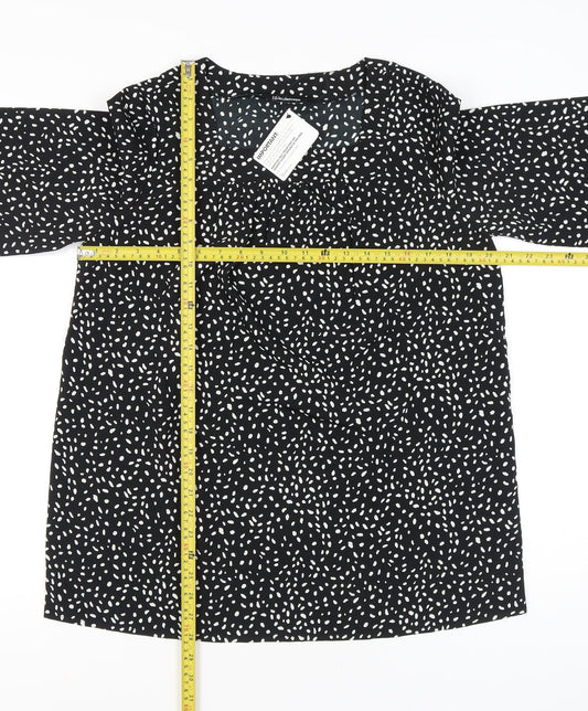 Womens UK Size 12 Kaleidoscope Black Tunic Blouse
