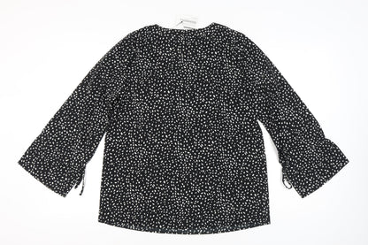 Womens UK Size 12 Kaleidoscope Black Tunic Blouse