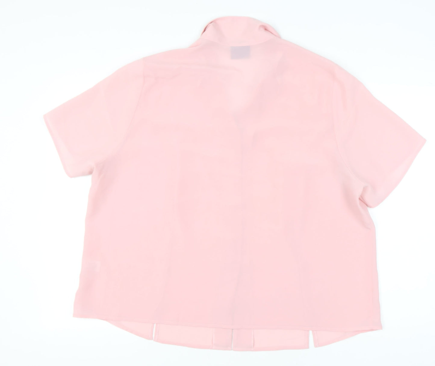 Petites Womens Pink Blouse Size 22 Short Sleeve Collared Button Up