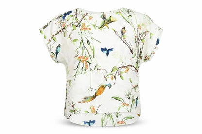 Forever 21 Women’s Multicoloured Bird Print V-Neck Blouse Size M
