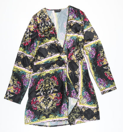 PrettyLittleThing Women’s Multicoloured Floral Wrap Mini Dress Size 14