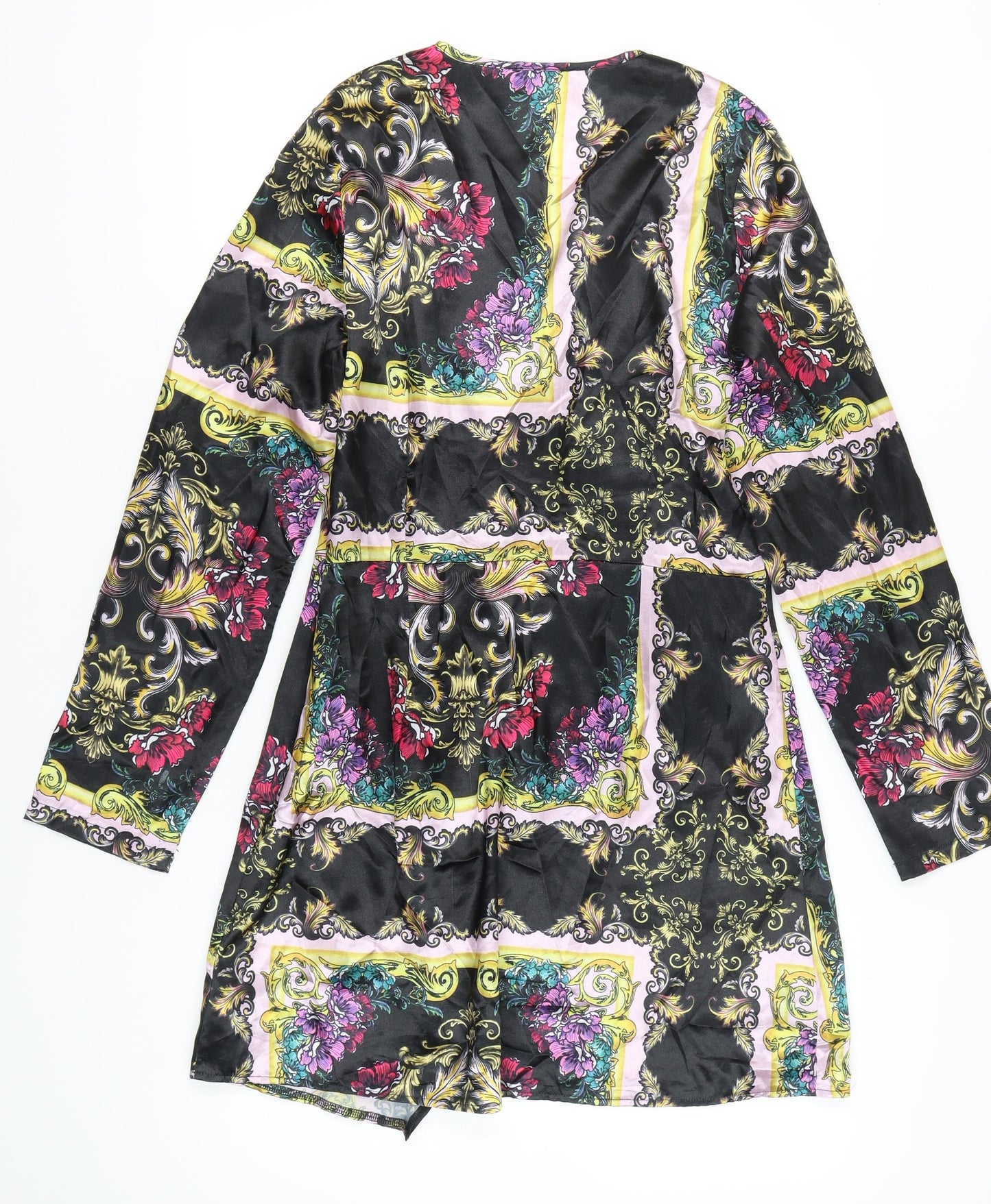 PrettyLittleThing Women’s Multicoloured Floral Wrap Mini Dress Size 14