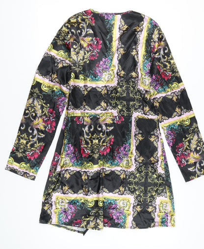 PrettyLittleThing Women’s Multicoloured Floral Wrap Mini Dress Size 14
