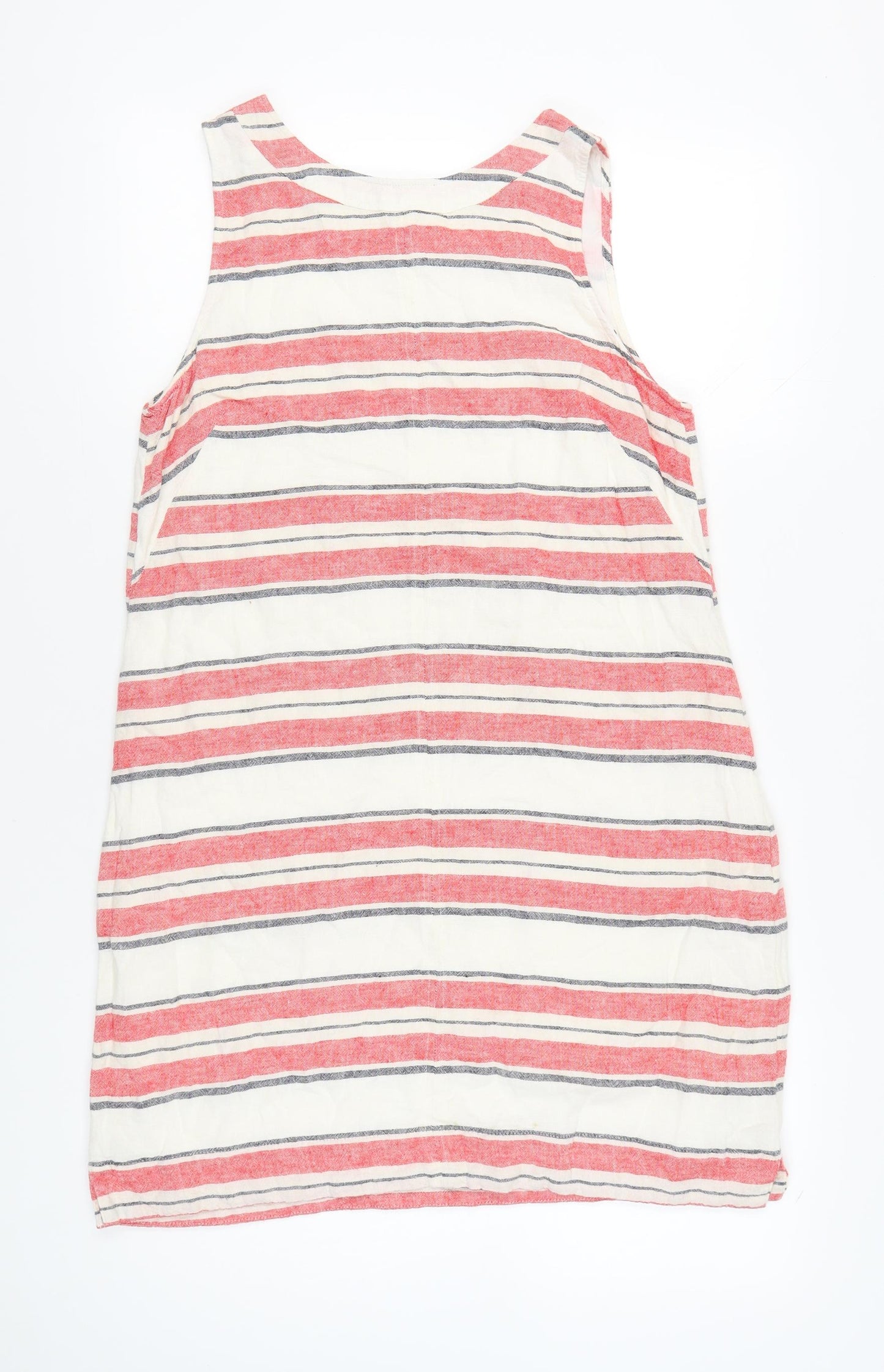 Marks and Spencer Women’s Multicoloured Striped Linen Blend Shift Dress Size 14