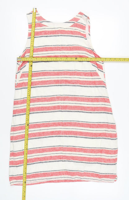 Marks and Spencer Women’s Multicoloured Striped Linen Blend Shift Dress Size 14