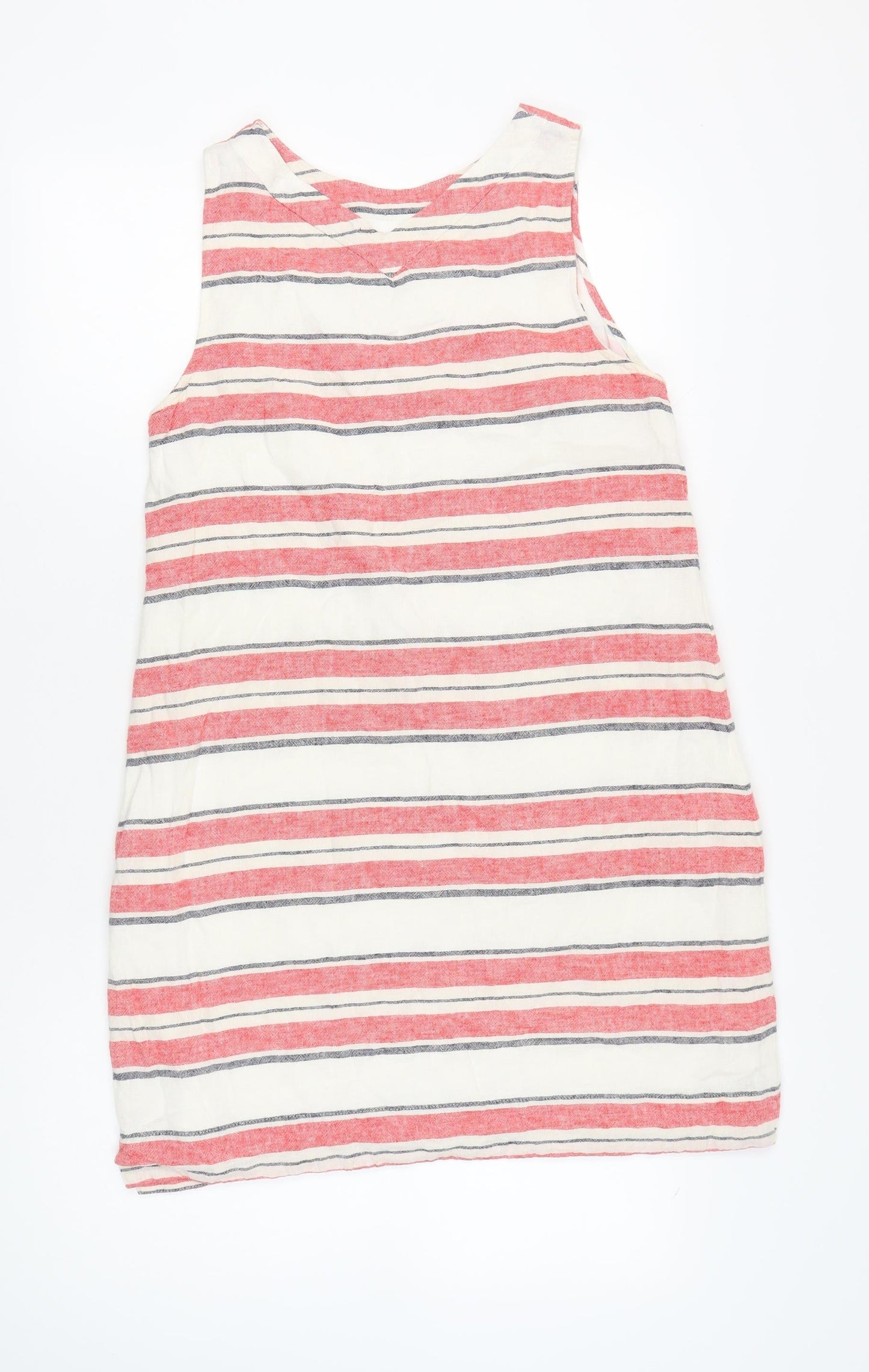 Marks and Spencer Women’s Multicoloured Striped Linen Blend Shift Dress Size 14