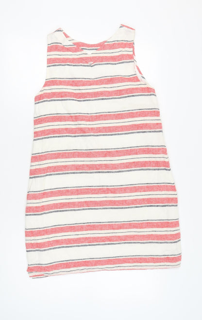 Marks and Spencer Women’s Multicoloured Striped Linen Blend Shift Dress Size 14