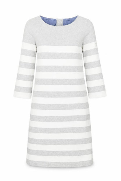 Joules Women Grey White Striped Cotton Shift Dress Size 10