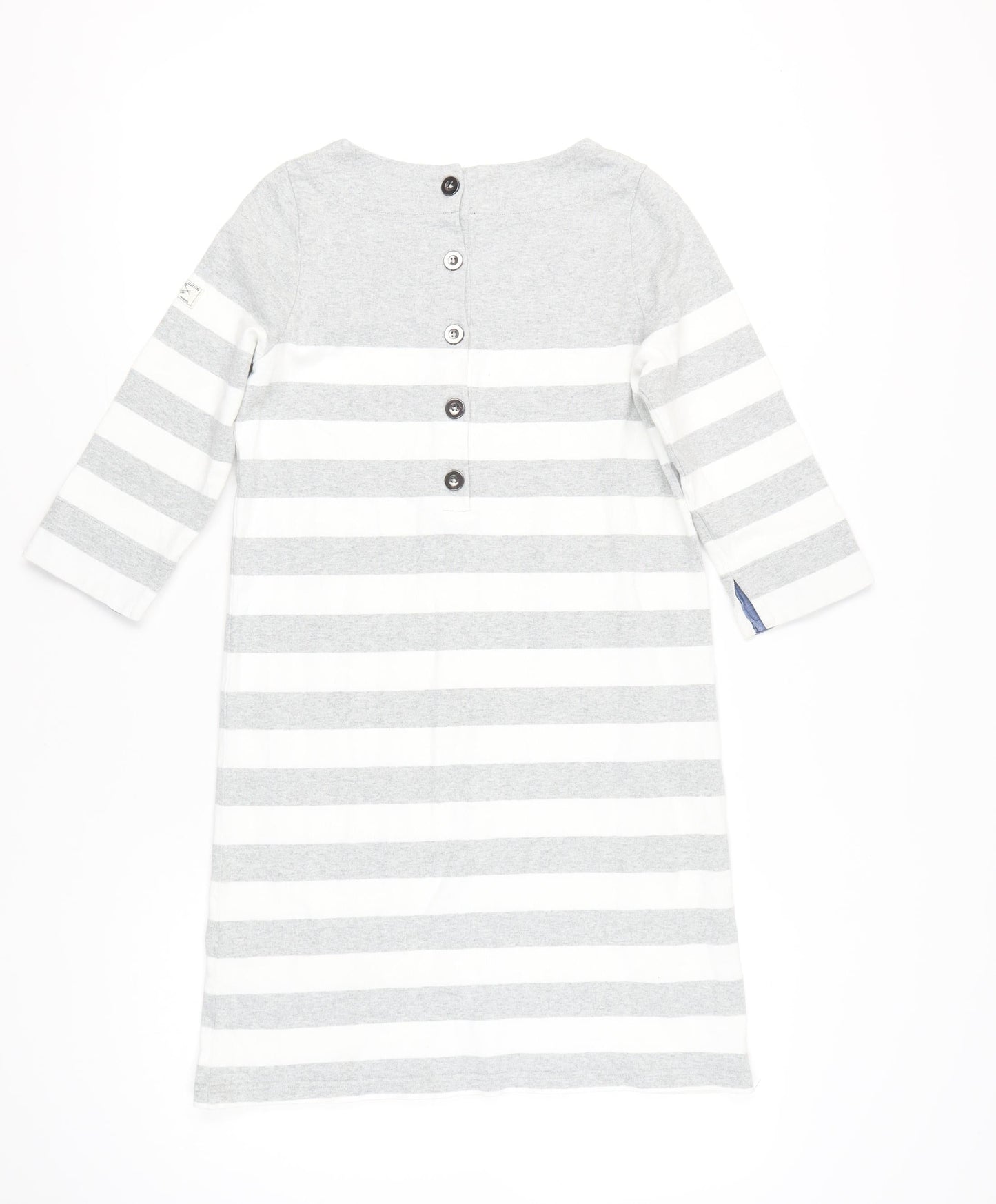 Joules Women Grey White Striped Cotton Shift Dress Size 10