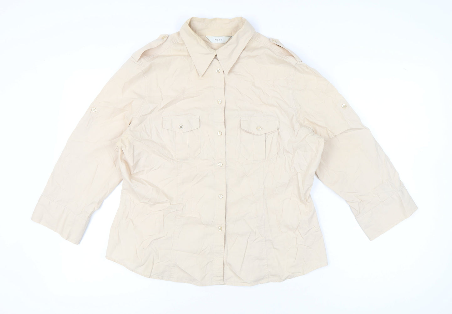Womens UK Size 18 NEXT Beige Basic Button-Up