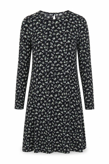 H&M Womens Black Floral A-Line Knee Length Dress Size 10