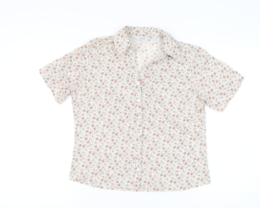 EWM Womens Floral Button Up Short Sleeve Shirt Size 10 Multicoloured
