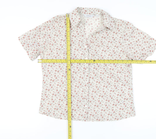 EWM Womens Floral Button Up Short Sleeve Shirt Size 10 Multicoloured