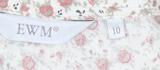 EWM Womens Floral Button Up Short Sleeve Shirt Size 10 Multicoloured