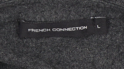 French Connection Men's Grey Cotton Wool Collared Henley Jumper L