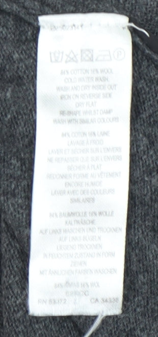 French Connection Men's Grey Cotton Wool Collared Henley Jumper L