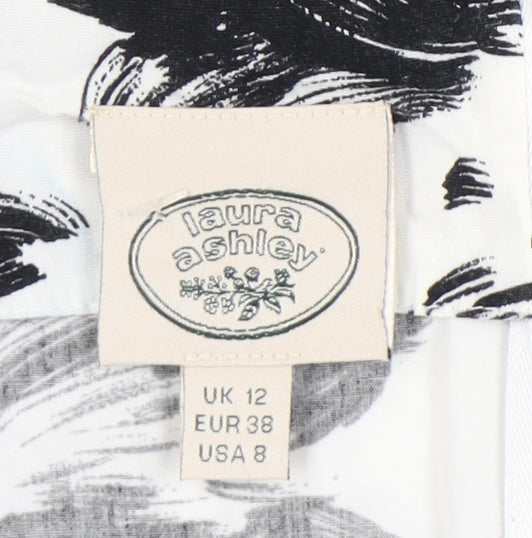 Laura Ashley Womens Black White Floral Midi Dress Size 12