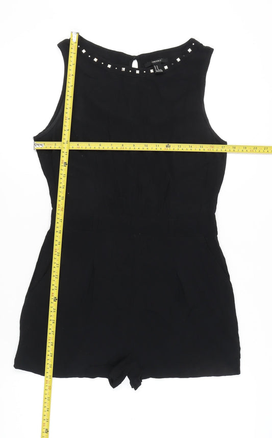 Forever 21 Women Black Studded Sleeveless Playsuit Size M