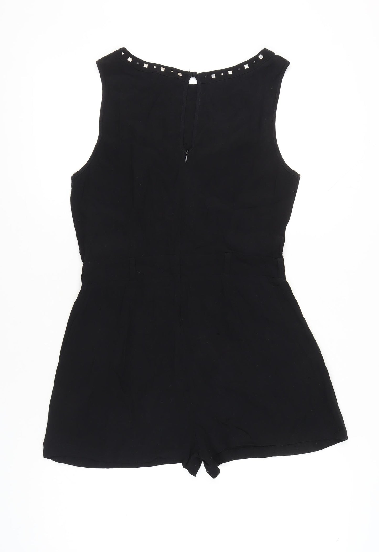 Forever 21 Women Black Studded Sleeveless Playsuit Size M