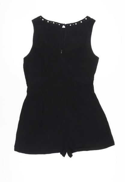 Forever 21 Women Black Studded Sleeveless Playsuit Size M
