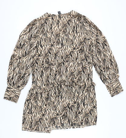 New Look Womens Beige Animal Print Shift Dress Size 12