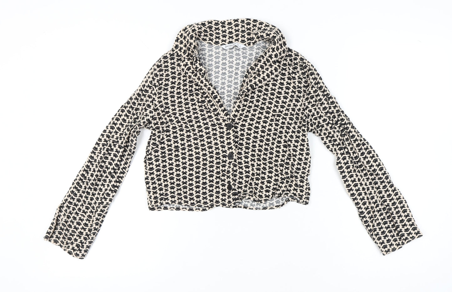 Womens UK Size L Stradivarius Multicoloured Cropped Button-Up