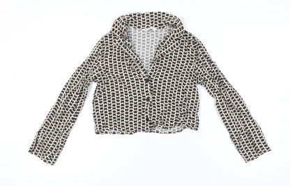 Womens UK Size L Stradivarius Multicoloured Cropped Button-Up