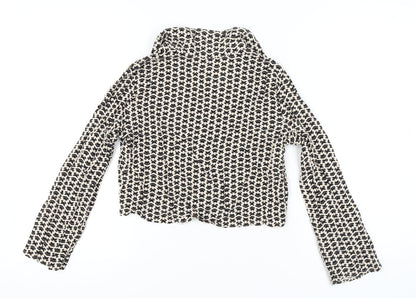 Womens UK Size L Stradivarius Multicoloured Cropped Button-Up