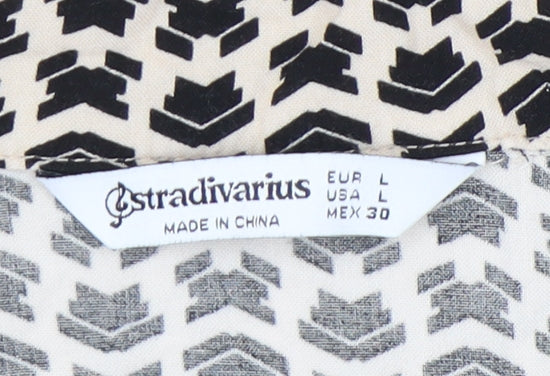 Womens UK Size L Stradivarius Multicoloured Cropped Button-Up
