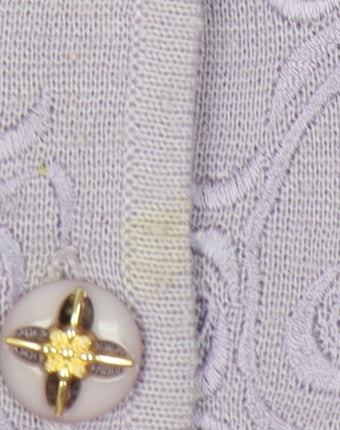 Belmonde Women’s Purple Cardigan UK 20 Embroidered Long Sleeve Knit