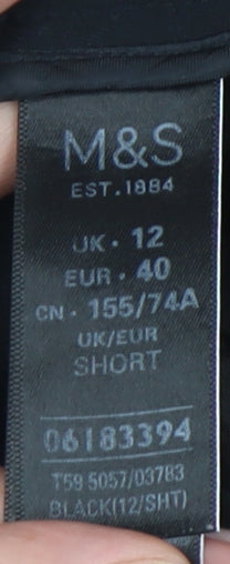 Womens UK Size 12 Marks and Spencer Slim Fit Cropped Black Trousers